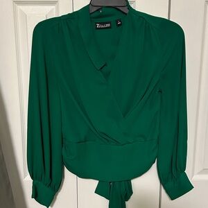Elegant Green Wrap Blouse